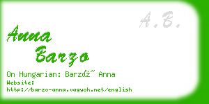 anna barzo business card
